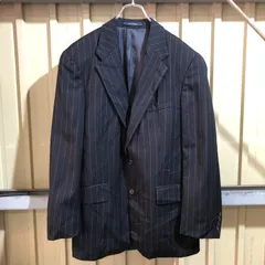 1739 Chaps by Ralph Lauren スーツジャケット ブラック 40R チャップスバイラルフローレン ストライプ柄 80s〜90s 古着卸 アメリカ仕入