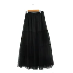 ページボーイ PAGE BOY チュールスカート フレア ロング シンプル F ブラック 黒 /KT25
