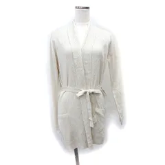 インデックス INDEX タグ付き オープン カーディガン ニット ラメ混 リボン リブ ハイゲージ 長袖 M オフホワイト /NT6