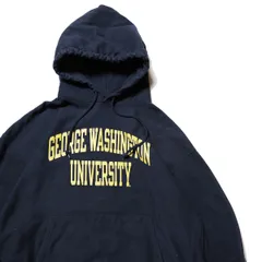 00's チャンピオン リバースウィーブ 2段プリント スウェット パーカー (XL) 紺×黄色 カレッジプリント 00年代 旧タグ オールド アメリカ古着 USED ビンテージ ヴィンテージ