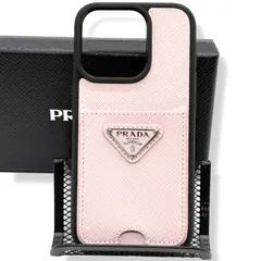新品同様　PRADA　プラダ　iPhone 15 Pro　ケース　1ZH181　スマホケース　iPhoneケース　ピンク　ブラック　三角ロゴ　トライアングルプレート　サフィアーノレザー　カードケース　パスケース　付属品完備　di2