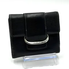 コール ハーン COLE HAAN 二つ折り財布 コンパクト財布 お札入れ 男女兼用 ブラック シルバー金具 レザー 黒