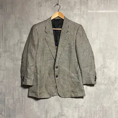 NINA RICCI(ニナリッチ) 高級 シルク混 テーラードジャケット 千鳥格子 ハウンドトゥース AB4 M位  麻 絹 混  クラシック ヴィンテージ 背抜き 2ボタン チェック グレー 黒 白  エレガント 美シルエット  80s 90sのサムネイル