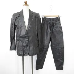 ロートレアモン LAUTREAMONT セットアップ スーツ レザー テーラードジャケット パンツ シングル ロング 牛革 グレー 黒 ブラック 11