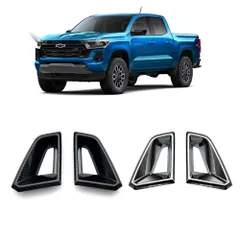 【送料無料】23-24年式 雪佛兰 コロラド Colorado 専用 フロントグリル左右風口装飾ピース 2個セット炭素繊維・メッキ仕上げ