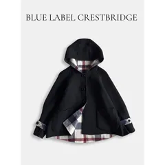 BLUE LABEL CRESTBRIDGE ブルーレーベルクレストブリッジ リバーシブル フード付ショートコート チェック ウール混