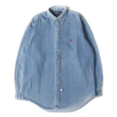 POLO Ralph Lauren ポロ ラルフローレン シャツ インディゴ サイズ:M | 雰囲気抜群 | 90s 赤ポニー BD デニム ボタンシャツ | 90年代 古着 ヴィンテージ | トップス カジュアルシャツ 長袖【メンズ】【中古】