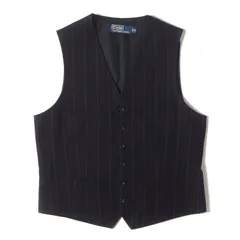POLO Ralph Lauren ポロ ラルフローレン ベスト ダークネイビー 紺 サイズ:M | チョークストライプ コットンウール ジレ ベスト | トップス【メンズ】【中古】
