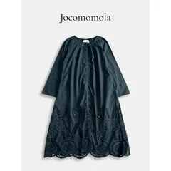 Jocomomola ホコモモラ コットン 刺繍 シャツワンピース ロング 40 インド製