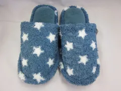 レディーススリッパ　婦人用　女性用　スリッパ　室内履き　冬物　滑りにくい　低反発　柄物　星　ブルー