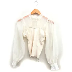 イング INGNI タグ付き シフォン ブラウス リボン ニット リブ クロップド 切替 M オフホワイト /NT14