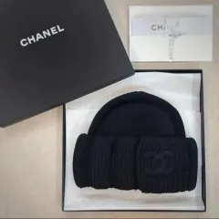 CHANEL シャネル ビーニー 帽子 CC ロゴ ブラック