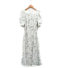 リランドチュール Rirandture ワンピース ロング 半袖 リボン スクエアネック 花柄 2 ホワイト 白 /KT17