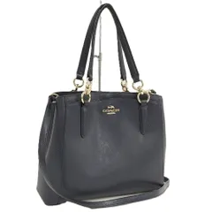 COACH 2WAY ショルダーバッグ トートバッグ レザー ネイビー F36642
