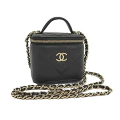 CHANEL チェーンショルダーバッグ スモール バニティケース レザー ブラック