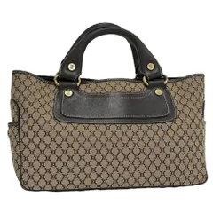 CELINE ハンドバッグ マカダム レザー キャンバス ベージュ ブラウン系
