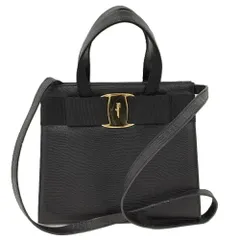 Salvatore Ferragamo 2WAY ショルダーバッグ ヴァラリボン レザー ブラック BA214178