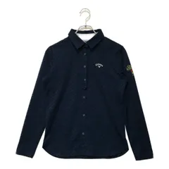 中古 レディース キャロウェイ Callaway 長袖ポロシャツ L 紺 ネイビー ゼブラ柄