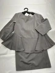 ウォッシャブル スカートスーツ セットアップ セレモニースーツ レディース スーツ 卒業式 入学式 スカート ペプラム フォーマル 体型カバー グレー ネイビー 紺 ブラック 黒 df0008r