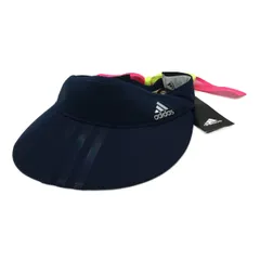 未使用品 アディダス adidas サンバイザー  フリー（54-57cm） 紺 ネイビー スリーストライプワイドサンバイザー  リボン