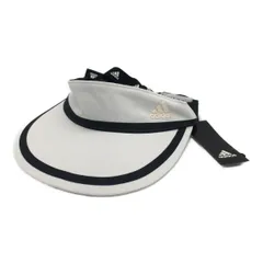 未使用品 アディダス adidas サンバイザー フリー 54-57㎝ 白×黒  シンプル リボン