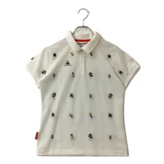 中古 レディース ルコックスポルティフ le coq sportif 半袖ポロシャツ L 白 刺しゅう 総柄