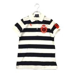 中古 レディース パーリーゲイツ PEARLY GATES 半袖ポロシャツ 0(S) 白×濃紺  鹿の子 ボーダー