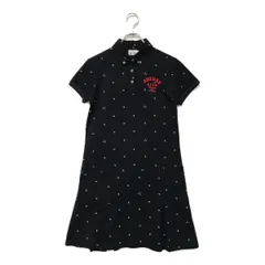 中古 レディース アディダス adidas ワンピース M 紺 ネイビー 半袖ポロ  ボタンダウン