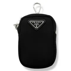 未使用　PRADA　プラダ　三角ロゴ　ミニ　ポーチ　ブラック　ナイロン　カラビナ　チャーム　キーホルダー　白タグ有　di3