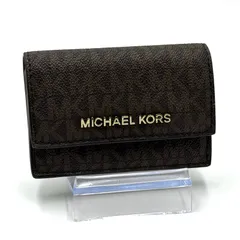 マイケルコース MICHAEL KORS シグネチャー カードケース コンパクト 男女兼用 ブラウン ゴールド金具 レザー