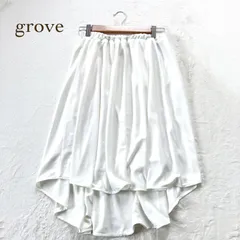 グローブ ロング丈スカート　アシンメトリー　フレア　ウエストゴム　 L 裏地あり 白