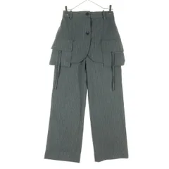 美品 ZARA ザラ ストライプ柄 ロングパンツ XS グレー レディース 古着