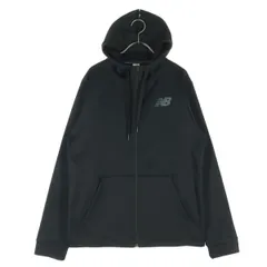NEW BALANCE ニューバランス 裏フリース ワンポイントロゴ 長袖 ジップパーカー L ブラック メンズ 古着