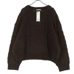 未使用 GU ジーユー 長袖 クルーネック ニット 3XL ブラウン レディース 古着