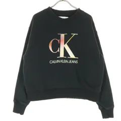 Calvin klein Jeans カルバンクラインジーンズ 裏起毛 ロゴプリント 長袖 スウェット S ブラック レディース 古着のサムネイル