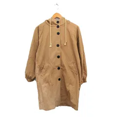 ジュノア JUNOAH フード コート ロング コットン シンプル M ブラウン 茶 /KT17