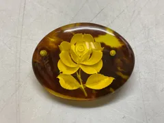 SN846 ヴィンテージ バラ 薔薇 楕円形 インタリオ ブローチ 帯留 鼈甲？ブローチ べっ甲？ アンティーク レトロビンテージ