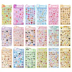 【正規品】ボンボンシール ぷっくりシール 立体 3D おはじきシール つやつや ご褒美 シール帳 シール交換 Y2K シール集め コレクション 小学生 女の子 男の子 子供 可愛い カラフル 鮮やか ポップ デザイン 動物 食べ物 トレード 楽しい