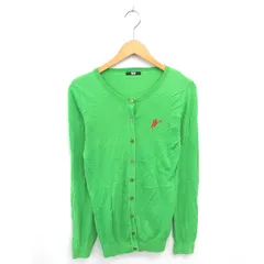 スライ SLY カーディガン ニット 丸首 刺繡 ワンポイント 薄手 長袖 2 黄緑 グリーン /TT