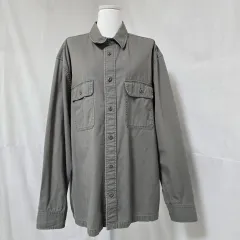 H&M 季節の変わり目 オーバーサイズ ポケット カーキ シャツ L110 0806