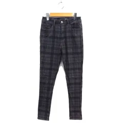 オゾック OZOC スキニー チェック パンツ コットン 綿 ジップフライ ストレッチ 38 グレー /NT20