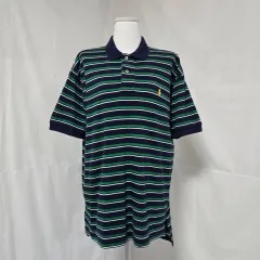 ポロ ラルフローレン ネイビー グリーン ボーダー柄 半袖 カラーTシャツ メンズ100 0904