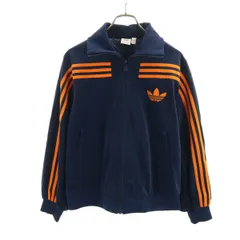 adidas アディダス トレフォイルロゴ ベロア トラックジャケット 2XL ネイビー系 レディース 古着