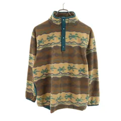 L.L.Bean エルエルビーン 80s ヴィンテージ トカゲ柄 総柄 プルオーバー フリースジャケット ブラウン アウトドア メンズ 古着