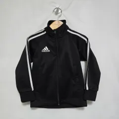 アディダス 3本線 ブラック トラック ジップアップ 起毛 トレーナー ジャケット キッズ 100 0908
