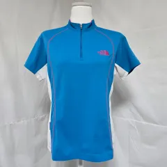 THE NORTH FACE ザノースフェイス ブルー 機能性 ハーフジップ 半袖Tシャツ レディース90 0917