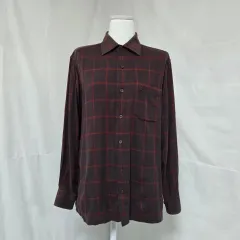 DAKS チェック シャツ ブラウン 長袖 季節の変わり目 シャツ メンズ95 0918