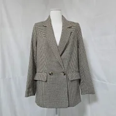 H&MハウンドトゥースCHECKブラウンブレーザー ジャケット レディース 90-95 0924