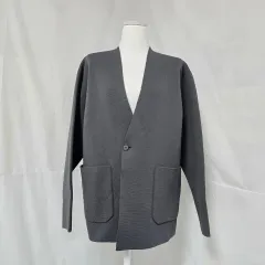 アダムエロペ チャコール Vネック ポケット ニット カーディガン レディース95 0924