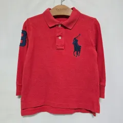 POLO RALPH LAUREN ポロラルフローレン キッズ ビックロゴ レッド 季節の変わり目 長袖 カラーTシャツ 子供用 2-3歳 1001